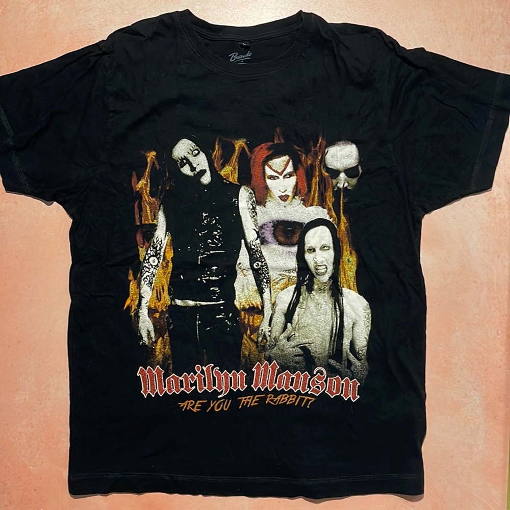 Marilyn Manson Black Are You The Rabbit? Concert Fan T-Shirt Size Men’s Large